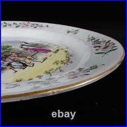 Antique Veuve Perrin VP French Hand Painted Faience Ceramic Charger Plate C. 1900