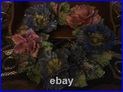 Antique Victorian Table Floral Centerpiece Wreath French Faience Majolica 13