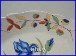 Antique Vintage French Faience Pottery Malicorne Iris Dinner Plate 9 3/4