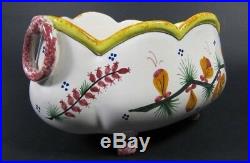 Antique Vintage HB QUIMPER Hand Painted Faience Planter French Centerpiece Pot