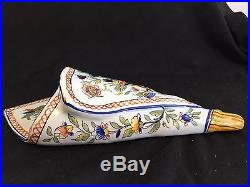 Antique Wall Pocket Flower Vase Old Faience French English Pharmacy Bueno Aires