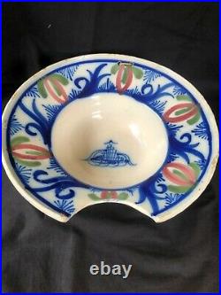 Antique and Collectible French Faience Barbers Bowl, Shaving Bowl, Circa 1800