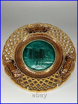 Antique vintage French Rubelles pierced faience reticulated plate