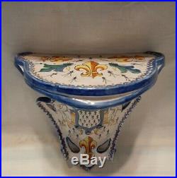 Beautiful Antique French Faience CA Alcide Chaumeil Wall Shelf c1900