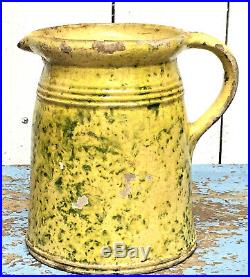 Beautiful Large Antique French Faience Pottery Provincial Milk & Water Pitcher