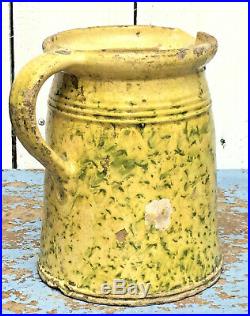 Beautiful Large Antique French Faience Pottery Provincial Milk & Water Pitcher
