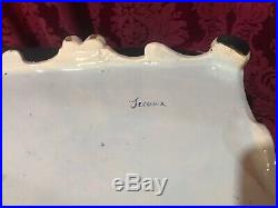 Beautiful Large Vintage Antique French Faience Porcelain Dresser Keepsake Box