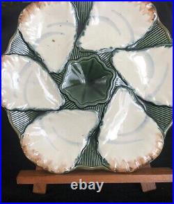 Beautiful Oyster plate French Majolica LONGCHAMP design Bord de mer 1880