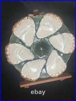 Beautiful Oyster plate French Majolica LONGCHAMP design Bord de mer 1880