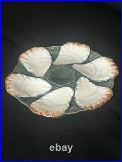 Beautiful Oyster plate French Majolica LONGCHAMP design Bord de mer 1880