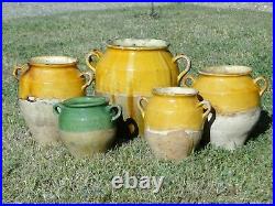 Big French antique art Pottery pot a confit Redware faience yellowware