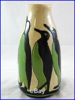 Boch Freres Keramis Charles Catteau Art Deco Penguin Vase Faience Ceramic 1927