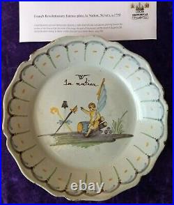 C. 1795 French Revolutionary faience plate La Nation in support of the Monarchy