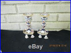 Captivating Antique Pair French Faience Dragon Candle Holders Colorful, Charming