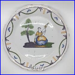 Charming Antique French Faience Plate / Early 19th C / 9.25 Diameter (A)