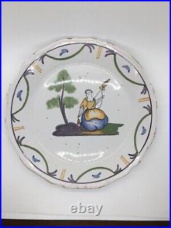 Charming Antique French Faience Plate / Early 19th C / 9.25 Diameter (A)