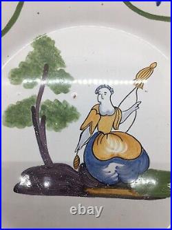 Charming Antique French Faience Plate / Early 19th C / 9.25 Diameter (B)