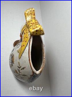 Circa 1910 Antique Henriot Quimper French Faience Bagpipe Vase