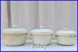 Collection of 3 antique French faience soup tureens with lids