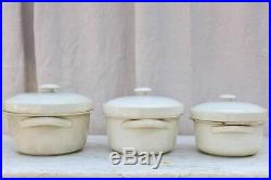 Collection of 3 antique French faience soup tureens with lids