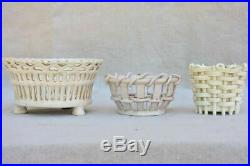 Collection of three antique French faience basket bowls