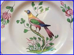 Colorful Bird in Tree Hand Painted French Faience Plate c1976