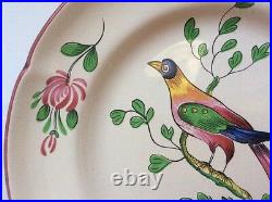 Colorful Bird in Tree Hand Painted French Faience Plate c1976