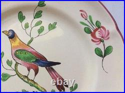 Colorful Bird in Tree Hand Painted French Faience Plate c1976