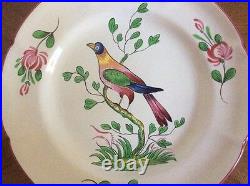 Colorful Bird in Tree Hand Painted French Faience Plate c1976