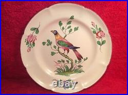 Colorful Bird in Tree Hand Painted French Faience Plate c1976