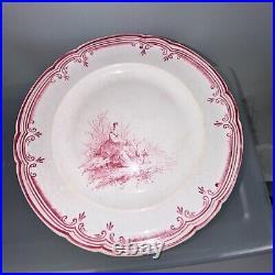 Creil et Montereau Faience Antique Plates Set of FIVE 9 Salad Plates