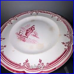 Creil et Montereau Faience Antique Plates Set of FIVE 9 Salad Plates