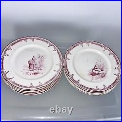 Creil et Montereau Faience Vintage Plates Set of FOUR 8-1/4 Salad Plates