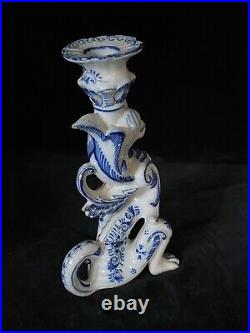 DRAGON CANDLESTICK HOLDER #3 Fourmaintraux Desvres French Faience 9 in. C1885