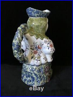 Desvres JESTER TOBY JUG PICHET SEATED PANTALOON Antique French Faience, c. 1910
