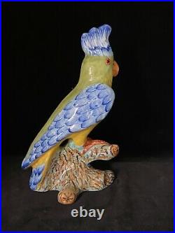 Desvres Large COCKATOO PARROT 10 in. Fourmaintraux Courquin French Faience c1890