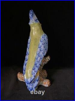 Desvres Large COCKATOO PARROT 10 in. Fourmaintraux Courquin French Faience c1890