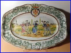 Dish Antique Breton 19 Century Faience Quimper Brittany Ceramic French