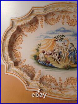 Dish Antique Faience Samson Moustiers 19 Century Decor Mythological Angel Putti