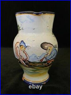 E. GEORGES JUG Mansion House Dwarves Jacques Callot- Nevers French Faience c1910