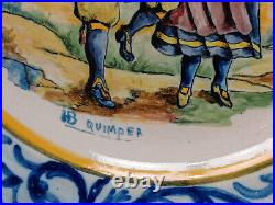 Early 20th Century HB Quimper Hand Painted Dancing Couple 9 3/8 Inch Plate