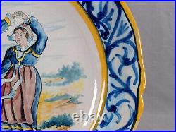 Early 20th Century HB Quimper Hand Painted Dancing Couple 9 3/8 Inch Plate