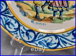 Early 20th Century HB Quimper Hand Painted Dancing Couple 9 3/8 Inch Plate