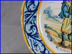 Early 20th Century HB Quimper Hand Painted Dancing Couple 9 3/8 Inch Plate