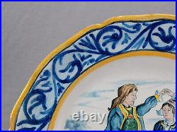 Early 20th Century HB Quimper Hand Painted Dancing Couple 9 3/8 Inch Plate