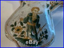 Early Antique Moustiers French Faience Condiment Dish Grotesque Musicians c. 1763