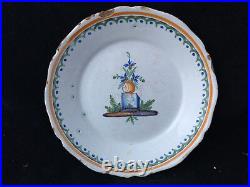 Earthenware Antique French Nevers Polychrome Regional Facility Plate