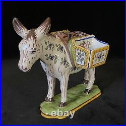 Excellent Desvres DONKEY DOUBLE SALT FOURMAINTRAUX COURQUIN French Faience c1890