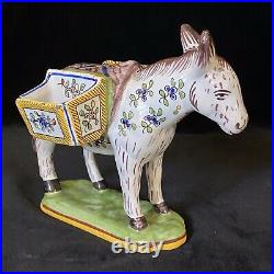 Excellent Desvres DONKEY DOUBLE SALT FOURMAINTRAUX COURQUIN French Faience c1890