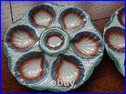 FIVE VINTAGE FRENCH PLATES OYSTER FAIENCE MAJOLICA SARREGUEMINES circa 1920s